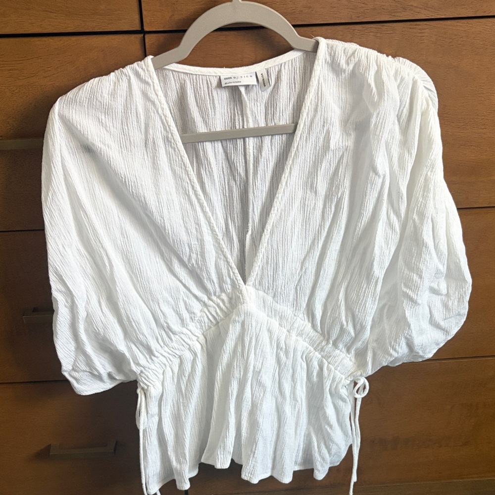 ASOS White Ruched Blouse